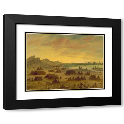 An Apachee Village, 1855-1869 Black Modern Wood Framed Art Print with Double Matting by Catlin, George