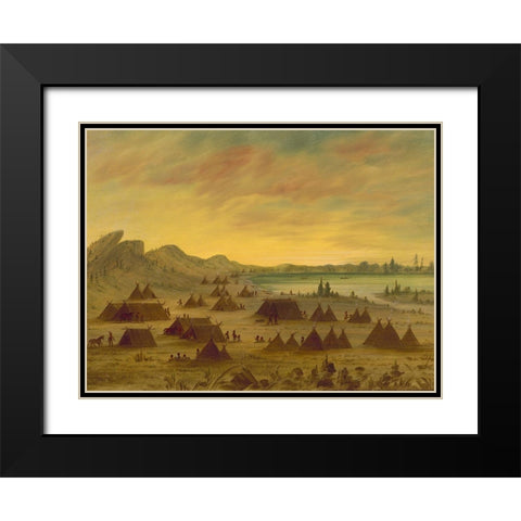An Apachee Village, 1855-1869 Black Modern Wood Framed Art Print with Double Matting by Catlin, George