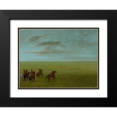 Connibos Starting for Wild Horses Black Modern Wood Framed Art Print with Double Matting by Catlin, George