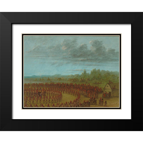 War Dance of the Saukies Black Modern Wood Framed Art Print with Double Matting by Catlin, George