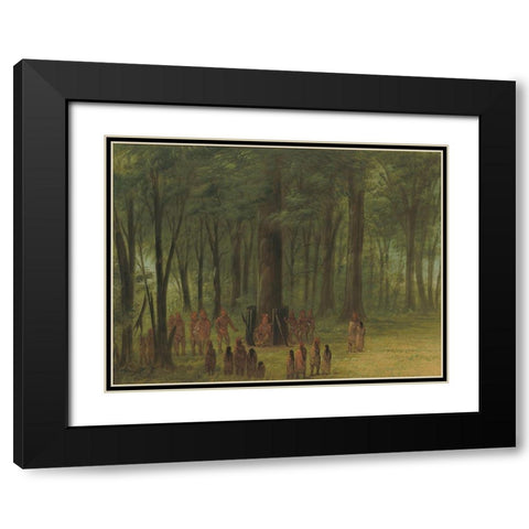 Funeral of Black Hawk - Saukie Black Modern Wood Framed Art Print with Double Matting by Catlin, George