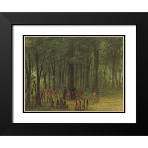 Funeral of Black Hawk - Saukie Black Modern Wood Framed Art Print with Double Matting by Catlin, George