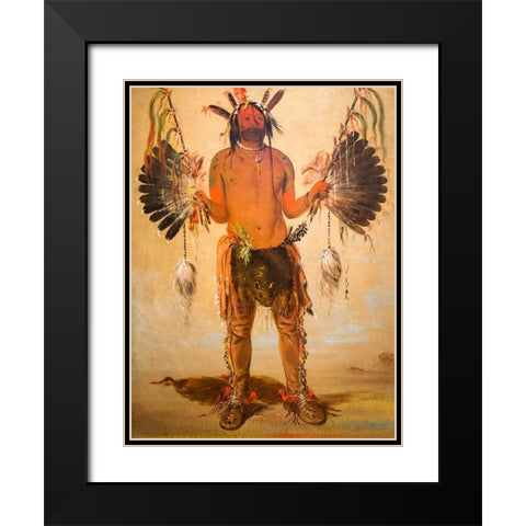 Old Bear, a Medicine Man Black Modern Wood Framed Art Print with Double Matting by Catlin, George