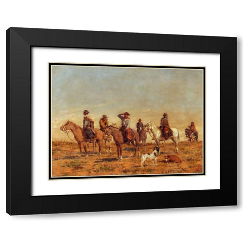 Cowboys Black Modern Wood Framed Art Print with Double Matting by Valle, Angel della