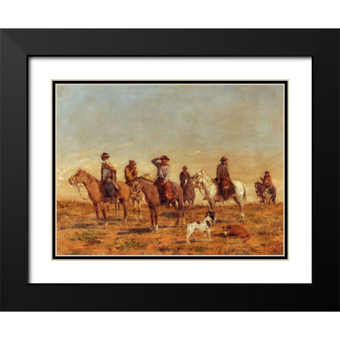 Cowboys Black Modern Wood Framed Art Print with Double Matting by Valle, Angel della