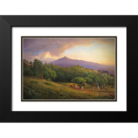 A Broadside of Mount Tamalpais Black Modern Wood Framed Art Print with Double Matting by Keith, William