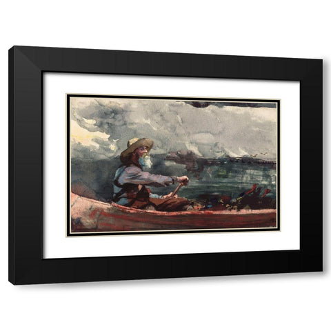 Adirondacks Guide Black Modern Wood Framed Art Print with Double Matting by Homer, Winslow