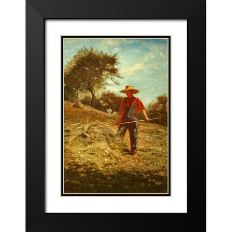 Haymaking Black Modern Wood Framed Art Print with Double Matting by Homer, Winslow