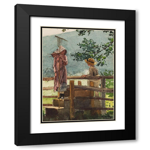 Spring Black Modern Wood Framed Art Print with Double Matting by Homer, Winslow