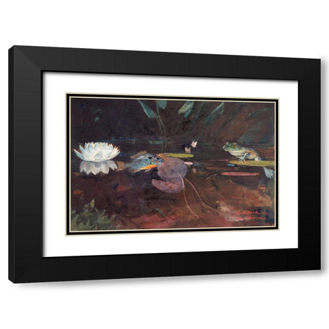 Mink Pond Black Modern Wood Framed Art Print with Double Matting by Homer, Winslow