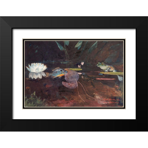 Mink Pond Black Modern Wood Framed Art Print with Double Matting by Homer, Winslow