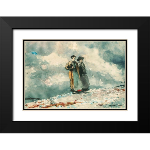 The Outlook, Maine Coast Black Modern Wood Framed Art Print with Double Matting by Homer, Winslow