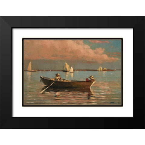 Gloucester Harbor Black Modern Wood Framed Art Print with Double Matting by Homer, Winslow