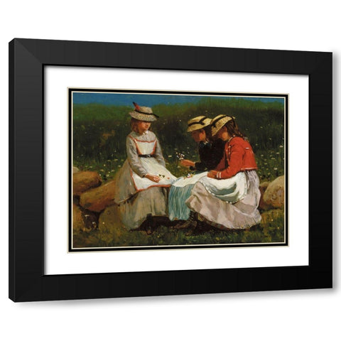 Girls in a Landscape Black Modern Wood Framed Art Print with Double Matting by Homer, Winslow