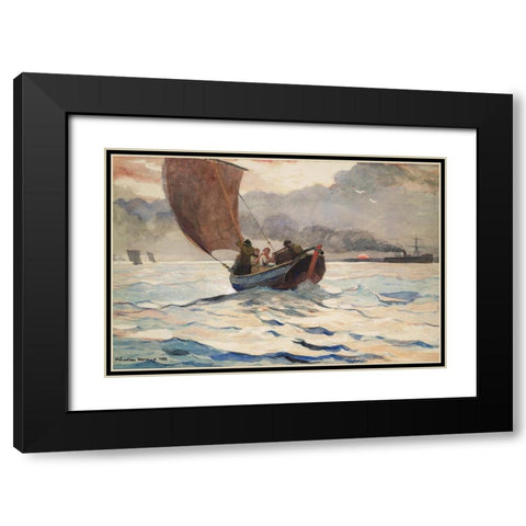 Returning Fishing Boats Black Modern Wood Framed Art Print with Double Matting by Homer, Winslow