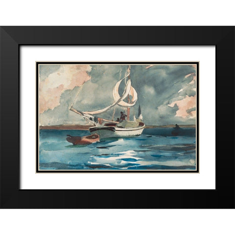 Sloop, Nassau Black Modern Wood Framed Art Print with Double Matting by Homer, Winslow