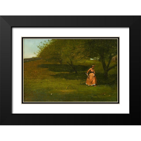 Croquet Player Black Modern Wood Framed Art Print with Double Matting by Homer, Winslow