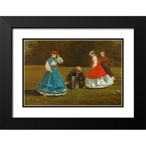 Croquet Scene Black Modern Wood Framed Art Print with Double Matting by Homer, Winslow