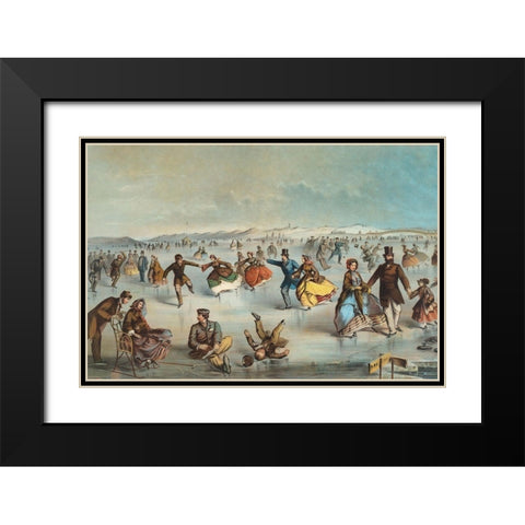 Skating in Central Park, New York Black Modern Wood Framed Art Print with Double Matting by Homer, Winslow