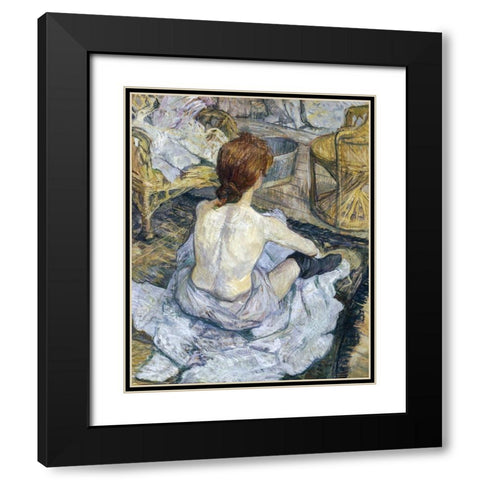 Rousse Black Modern Wood Framed Art Print with Double Matting by Toulouse-Lautrec, Henri de