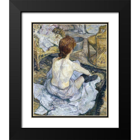 Rousse Black Modern Wood Framed Art Print with Double Matting by Toulouse-Lautrec, Henri de