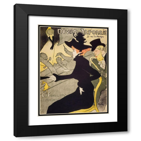 Divan Japonais Black Modern Wood Framed Art Print with Double Matting by Toulouse-Lautrec, Henri de