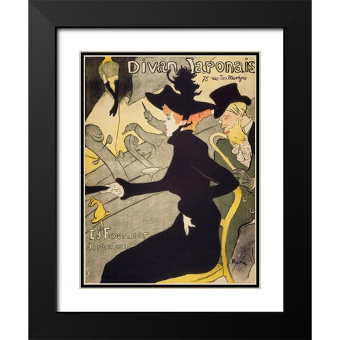 Divan Japonais Black Modern Wood Framed Art Print with Double Matting by Toulouse-Lautrec, Henri de
