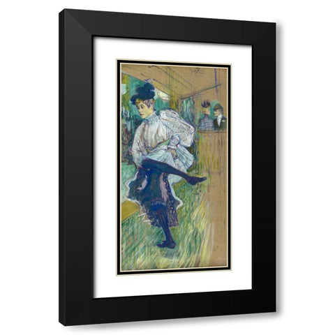 Jane Avril Dancing Black Modern Wood Framed Art Print with Double Matting by Toulouse-Lautrec, Henri de
