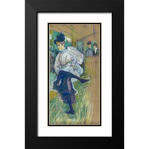 Jane Avril Dancing Black Modern Wood Framed Art Print with Double Matting by Toulouse-Lautrec, Henri de