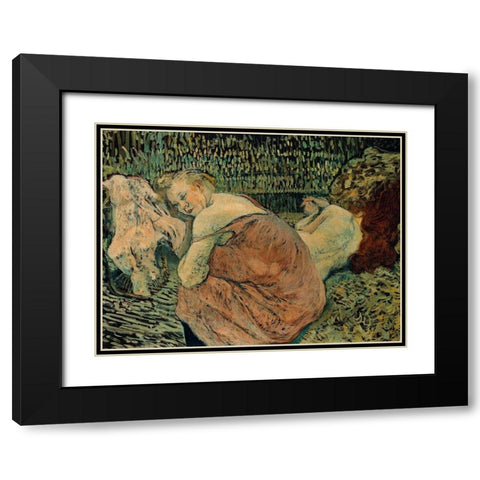 Two Friends Black Modern Wood Framed Art Print with Double Matting by Toulouse-Lautrec, Henri de