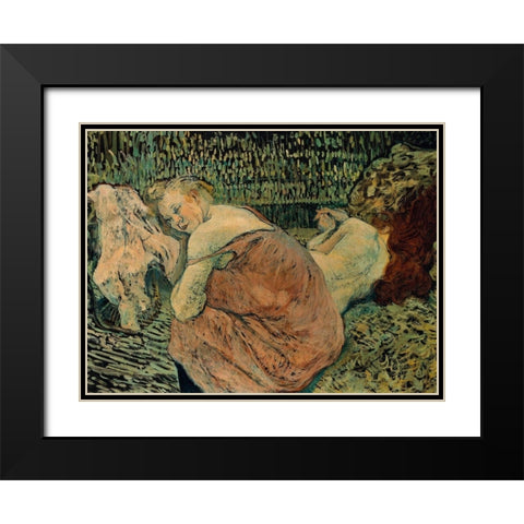 Two Friends Black Modern Wood Framed Art Print with Double Matting by Toulouse-Lautrec, Henri de