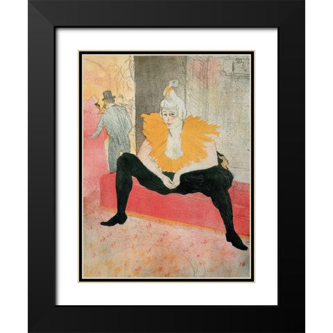 La Clownesse assise Black Modern Wood Framed Art Print with Double Matting by Toulouse-Lautrec, Henri de
