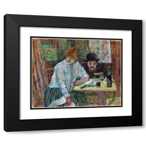 At the Cafe La Mie Black Modern Wood Framed Art Print with Double Matting by Toulouse-Lautrec, Henri de