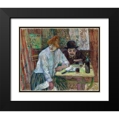 At the Cafe La Mie Black Modern Wood Framed Art Print with Double Matting by Toulouse-Lautrec, Henri de