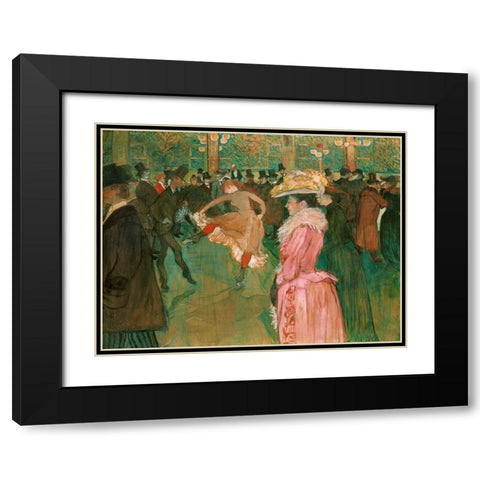 At the Moulin Rouge- The Dance Black Modern Wood Framed Art Print with Double Matting by Toulouse-Lautrec, Henri de