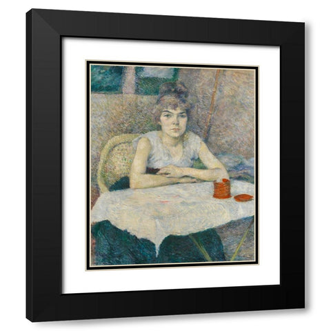 Young woman at a table, Poudre de riz Black Modern Wood Framed Art Print with Double Matting by Toulouse-Lautrec, Henri de
