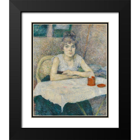 Young woman at a table, Poudre de riz Black Modern Wood Framed Art Print with Double Matting by Toulouse-Lautrec, Henri de