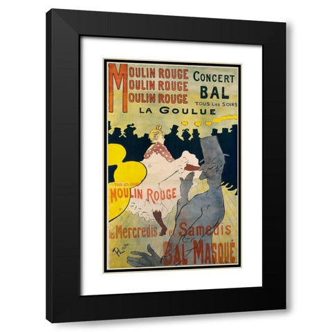 Moulin Rouge La Goulue Black Modern Wood Framed Art Print with Double Matting by Toulouse-Lautrec, Henri de