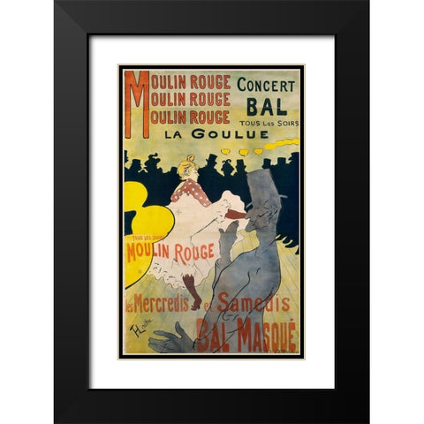 Moulin Rouge La Goulue Black Modern Wood Framed Art Print with Double Matting by Toulouse-Lautrec, Henri de