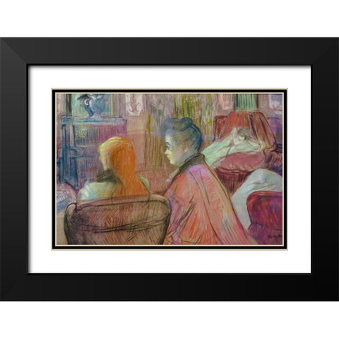 In the Salon Black Modern Wood Framed Art Print with Double Matting by Toulouse-Lautrec, Henri de
