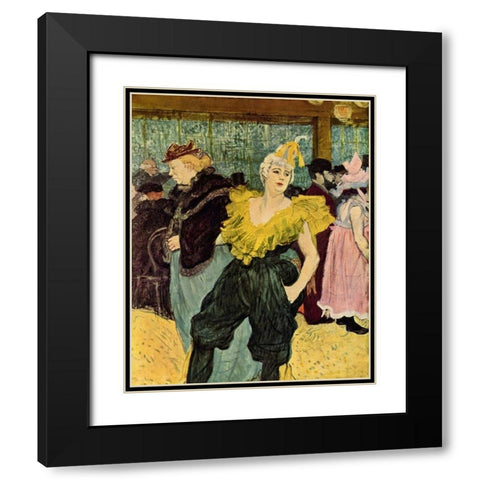 The Clownesse Cha-U-Ka-O in the Moulin Rouge Black Modern Wood Framed Art Print with Double Matting by Toulouse-Lautrec, Henri de