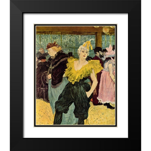 The Clownesse Cha-U-Ka-O in the Moulin Rouge Black Modern Wood Framed Art Print with Double Matting by Toulouse-Lautrec, Henri de