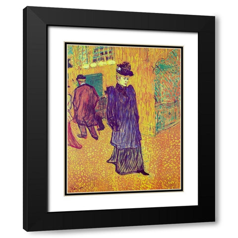 Jane Avril Leaving the Moulin Rouge Black Modern Wood Framed Art Print with Double Matting by Toulouse-Lautrec, Henri de