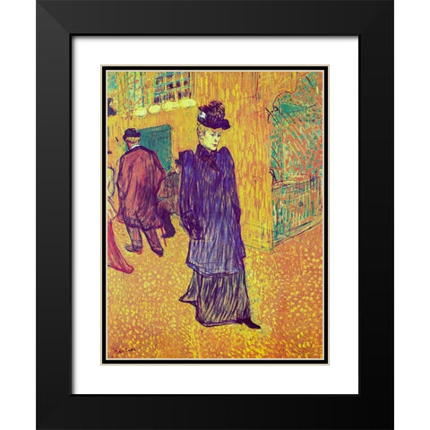 Jane Avril Leaving the Moulin Rouge Black Modern Wood Framed Art Print with Double Matting by Toulouse-Lautrec, Henri de