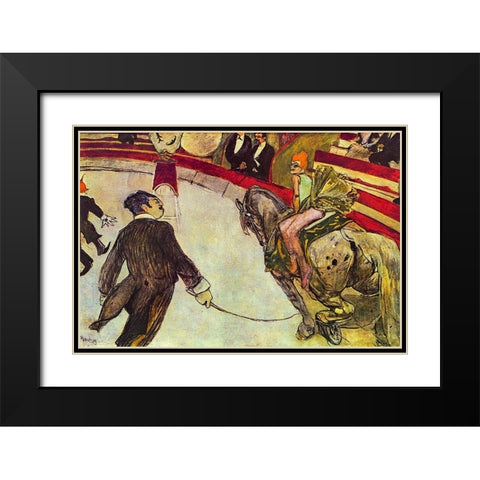 At the circus Fernando Black Modern Wood Framed Art Print with Double Matting by Toulouse-Lautrec, Henri de