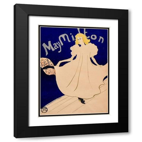 May Milton Black Modern Wood Framed Art Print with Double Matting by Toulouse-Lautrec, Henri de