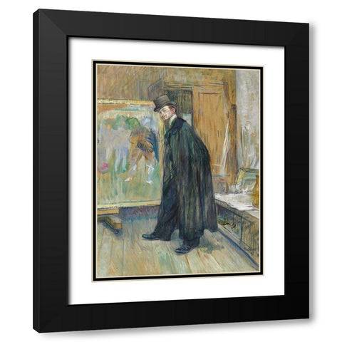 Portrait de Henri Nocq Black Modern Wood Framed Art Print with Double Matting by Toulouse-Lautrec, Henri de