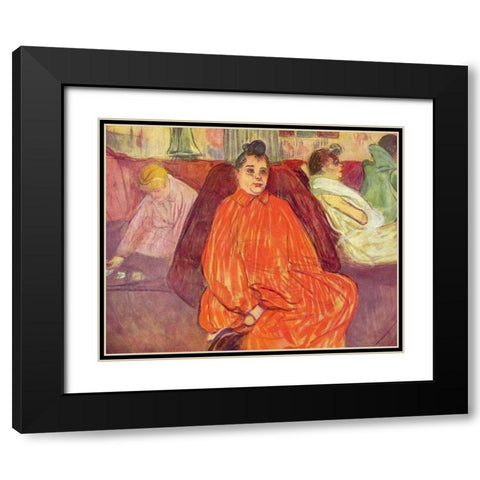 At the Salon, the Divan Black Modern Wood Framed Art Print with Double Matting by Toulouse-Lautrec, Henri de