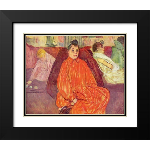 At the Salon, the Divan Black Modern Wood Framed Art Print with Double Matting by Toulouse-Lautrec, Henri de