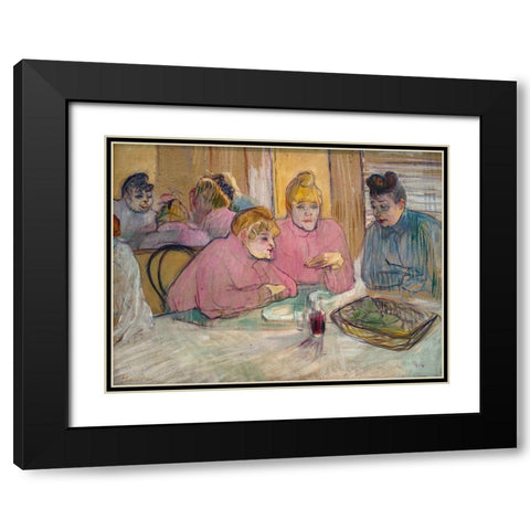 The Ladies in the Dining Room Black Modern Wood Framed Art Print with Double Matting by Toulouse-Lautrec, Henri de